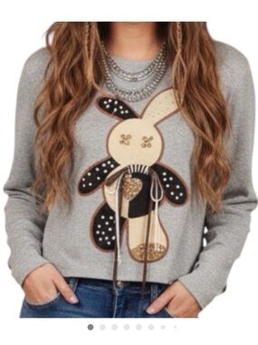 Gray Women's Bunny Appliqué Shirt
